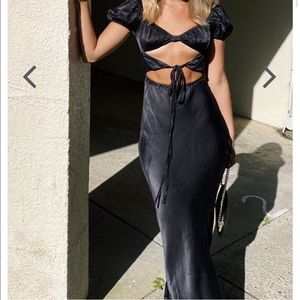 COPY - VRG GRL Au Revoir Bias Cut Maxi Dress In Black